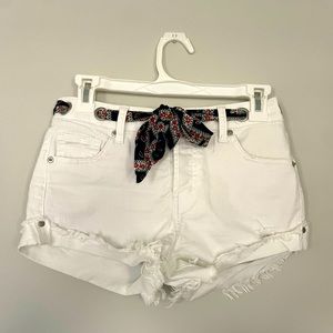 Altar’d State white denim shorts with removable scarf. Size 26